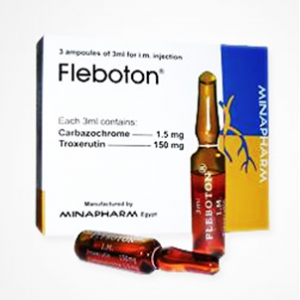 FLEBOTON ( CARBAZOCHROM 1.5 MG + TROXERUTIN 150 MG ) 3 I.M. AMPOULES